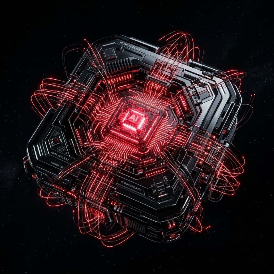 Grafismo abstrato de inteligência artificial e tecnologia